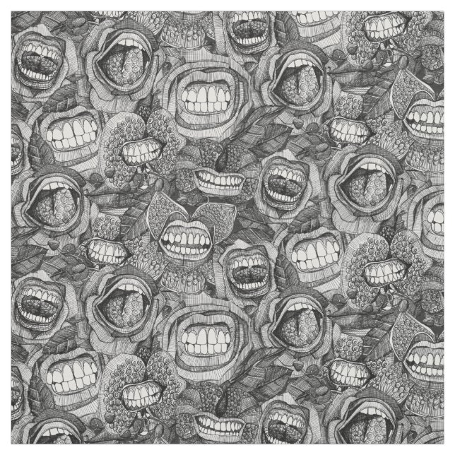 Tecido MORTES E rosas PRETOS (Modelo)