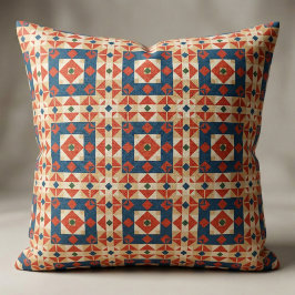 Tecido Mosaico Boêmico marroquino Vermelho Azul Laranja G