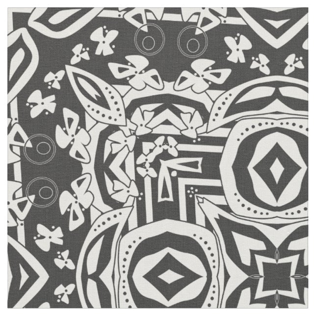 Tecido mosaico de decoração branco preto abstrato moderno (Detalhe)