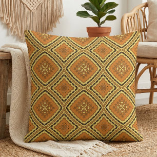 Tecido Mosaico Geométrico Laranja Terracota Retrô Boêmio