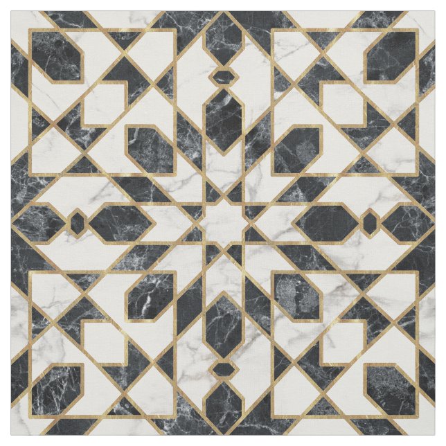 Tecido Mosaico marmorense preto e branco (Modelo)