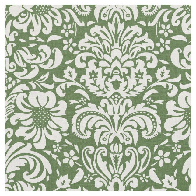 Tecido Moss Green Floral Damask (Detalhe)