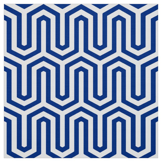 Tecido Motif deco egípcio - azul de cobalto e branco (Modelo)