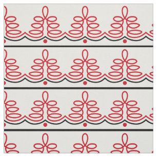 Tecido Motif romeno tradicional em vermelho e preto
