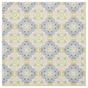 Tecido Motivo ornamentado anca vermelho coral azul da