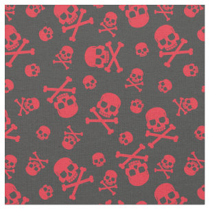 Tecido Motociclo Vermelho Crânio e Crossbones