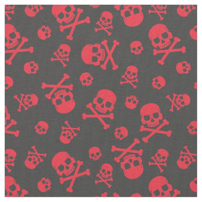Tecido Motociclo Vermelho Crânio e Crossbones (Detalhe)