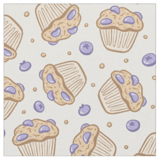 Tecido Muffin de Mirtilo Desenhado à Mão Café Padaria Beg