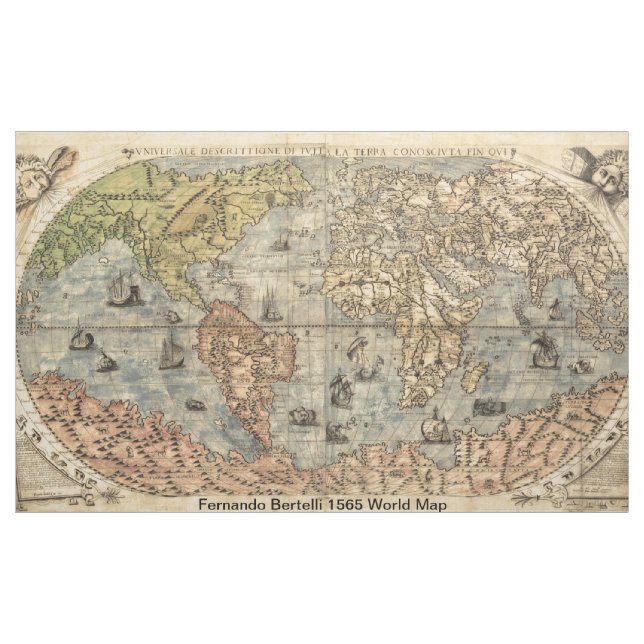 Tecido Mundo Antiquado - Mapa Fernando Bertelli 1565 (Jarda)