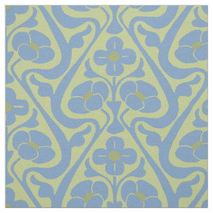 Tecido Muro de Barcelona Flores Azuis e Verdes