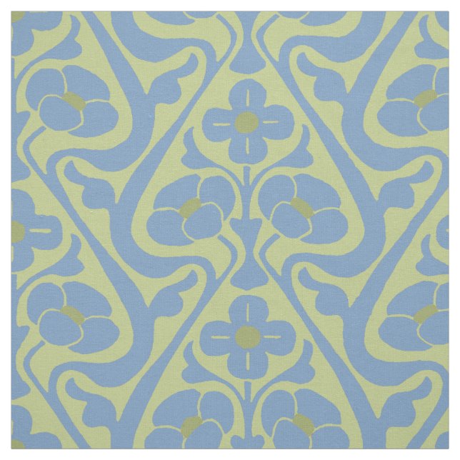 Tecido Muro de Barcelona Flores Azuis e Verdes (Modelo)