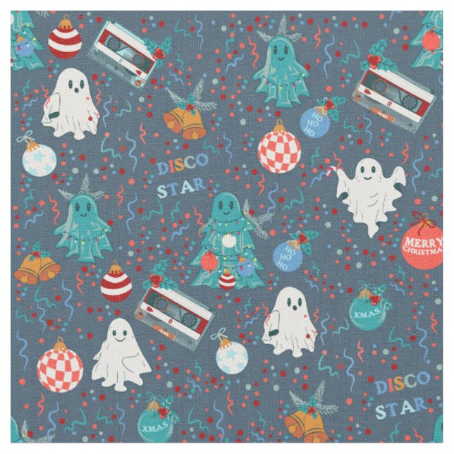 Tecido música de natal da discoteca fantasma (Detalhe)