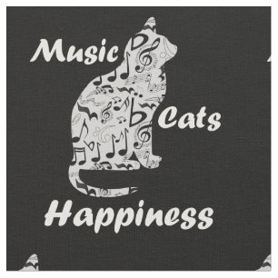 Tecido Música Gata Felicidade - Coisa Sobre O Músico