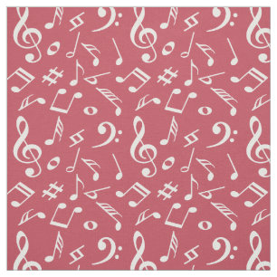 Tecido Música. rosa Dusty. Notas. Moderno.Carta
