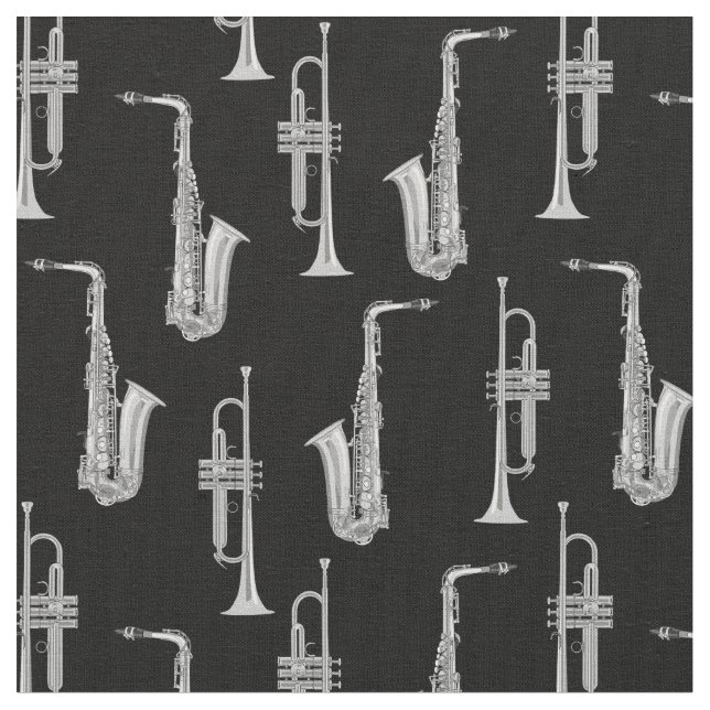 Tecido Musical de trompete saxofone Jazz (Detalhe)