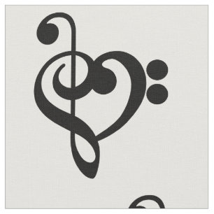 Tecido Musical Music Heart - Treble Bass Clef