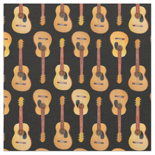 Tecido Músico de guitarras acústicas clássicas em preto