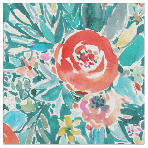 Tecido Na aguarela lunática colorida floral de Boho do