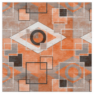 Tecido na moda de cinza de abstrato de de laranja geomét