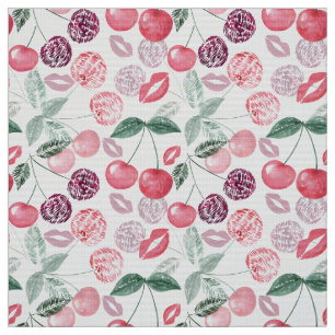 Tecido Na moda de fruta de cereja vermelha