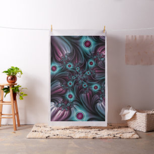 Tecido Na Profundidade da Arte Fractal Abstrato Azul Cor-