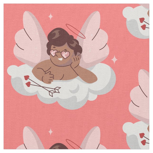 Tecido namorados-cupidos negros do anjo-africano (Detalhe)