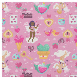 Tecido namorados preto de cherub africano angel harp