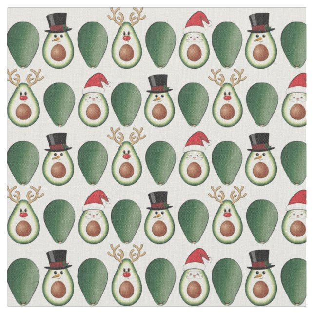 Tecido Natal Avocado Frosty, Rudolph e Papais noeis (Detalhe)