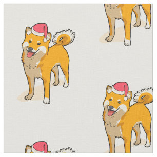 Tecido Natal do Cão Shiba Inu Papai Noel