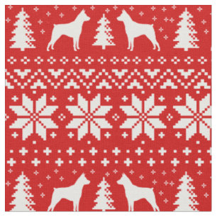 Tecido Natal do Miniature Pinscher Silhouettes MinPins