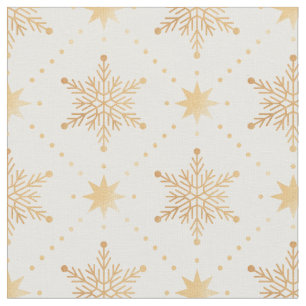 Tecido Natal Dourado Patttern dos flocos de neve do falso