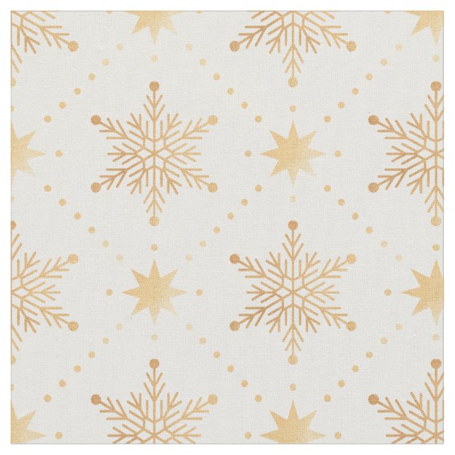 Tecido Natal Dourado Patttern dos flocos de neve do falso (Detalhe)