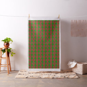 Tecido Natal e ano novo, design verde de estampagem verme