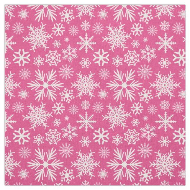 Tecido Natal em Floco de Neve Rosa Quente (Modelo)