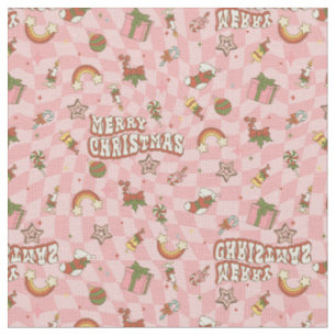 Tecido natal feliz da vintage dos anos 60