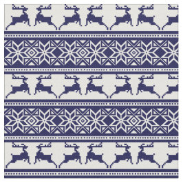 Tecido Natal, Folha Escandinava Azul e Branco