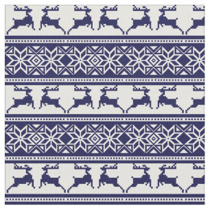 Tecido Natal, Folha Escandinava Azul e Branco