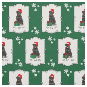 Tecido Natal Papai Noel Chapeuer Rottweiler Cão Engraça