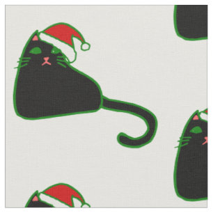 Tecido natal santa claus hat black cat