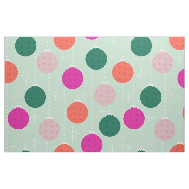 Tecido Natal Temático de Pickleball com Hortelã e Rosa (Fat Quarter)