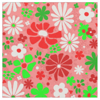 Tecido natal vintage groovy anos 1960 flores neve