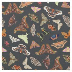 Tecido Natureza das mariposas de algodão escuras
