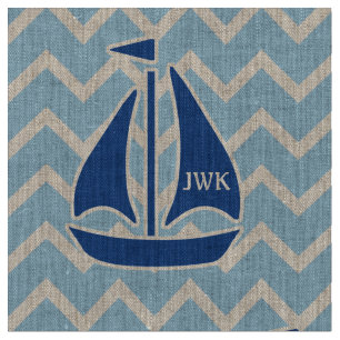 Tecido Náutico Blue Sailboat e Chevron Personalizados
