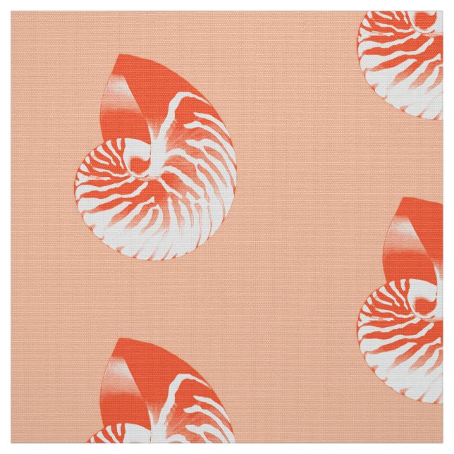 Tecido Nautilus Shell - alaranjado e branco corais (Modelo)