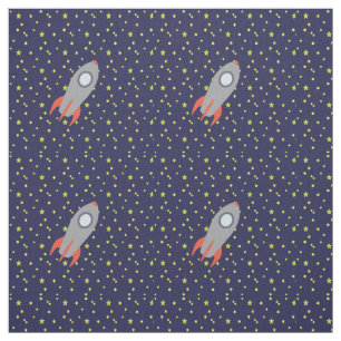 Tecido Navio de Rocket retro com fundo do teste padrão d