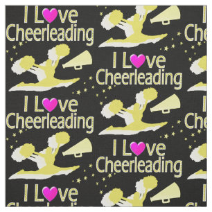 TECIDO NEGRO E DOURADO EU AMO CHEERLEADING
