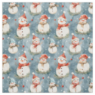 Tecido Neve Aquarela em Um Fundo Azul Dusty