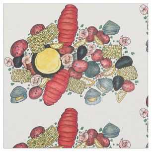 Tecido New England Summer Clambake Seafood Jantar Comida