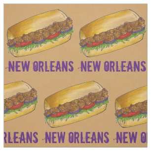 Tecido New Orleans Louisiana Shrimp Po'Boy Sandwich NOLA