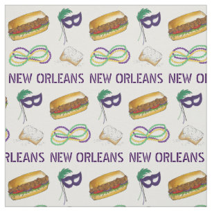 Tecido NOLA New Orleans Louisiana Mardi Gras Mask Miçanga
